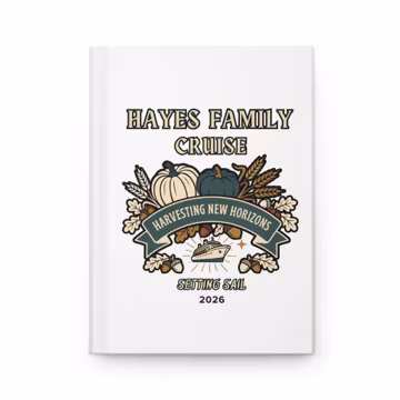 Custom Family Name Cruise Journal, Harvesting New Horizons, Keepsake Autumn Cruise Journal 2026