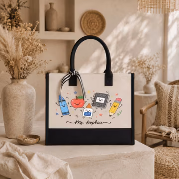Personalized Teacher Tote Bag with Name, Custom Canvas Bag for Educators and School Staff, Teacher Appreciation Gifts, Gifts for Teacher