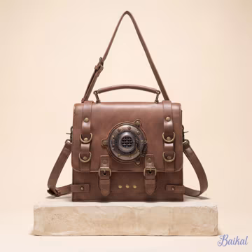 Steampunk Crossbody Bag Women, Industrial Vintage PU Leather Shoulder Purse, Flip Cover Rivet Handbag, Gothic Retro Cosplay Accessory