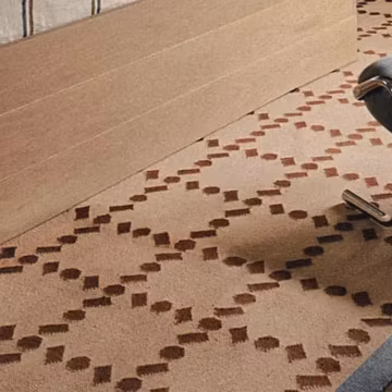 Handwoven Blue Beige Rust Wool Area Rug - Geometric Scandinavian Modern Minimalist Design