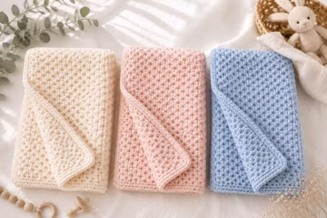 Beginner Crochet Baby Blanket Pattern, One Skein Reversible Stitch (PDF Download)