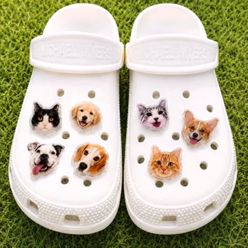 Custom Pet Photo Clog Charms, Personalized Dog Cat Face Shoe Charm, Acrylic Pet Portrait Croc Charm, Memorial Gift for Pet Lovers