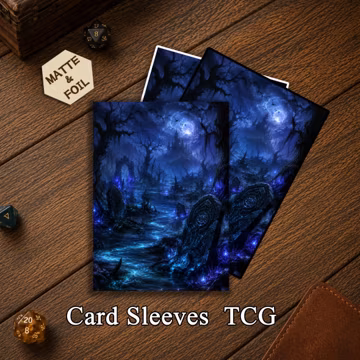 Mtg Card Sleeves,Haunted Graveyard Card Sleeves, Moonlit Swamp MTG Sleeves, Gothic Fantasy TCG Deck Protectors, Blue Dark Fantasy Art