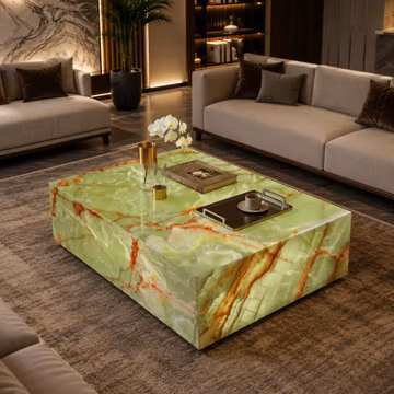 Green Onyx Coffee Table Luxury Stone Center Table Handmade Gemstone Living Room Cocktail Table Custom Modern Furniture