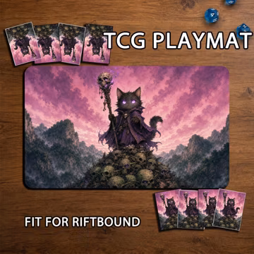 TCG Playmat, Dark Fantasy Cat MTG Playmat, Gothic Necromancer Card Game Mat, Fantasy Gamer Gift