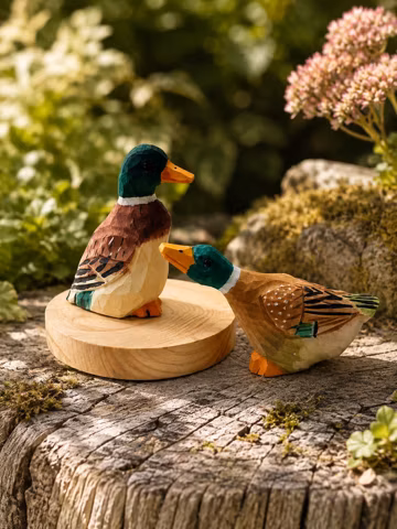 Hand Carved Duck Figurine, Wooden Mallard Bird Statue, Rustic Bird Decor, Handmade Animal Sculpture, Nature Home Decor Gift for Bird Lovers
