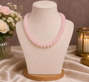 Natural Pink Jade Smooth Rondelle Beaded Necklace | Handmade Pink Gemstone Necklace | Minimalist Jewelry | Gift for Women| Everyday Necklace