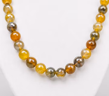 Natural Yellow Agate Beaded Necklace | Handmade Gemstone Necklace | Faceted Round Stone Jewelry | Minimalist Gift for Women | Boho Necklace