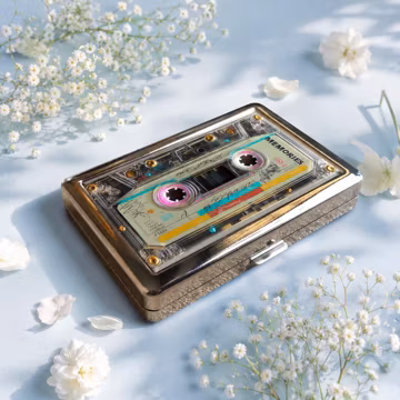 Vintage Cassette Tape Epoxy Stainless Steel Wallet Cigarette Case Card accessories case