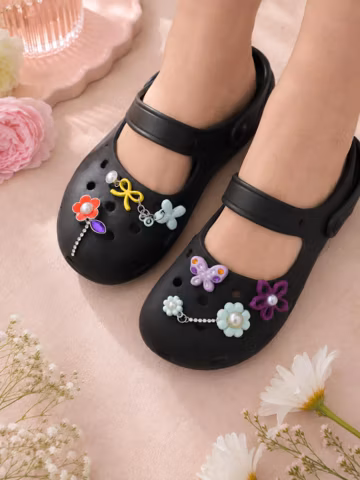 Floral Shoe Charms Set, Pastel Shoe Jewelry, Cute Flower Shoe Accessories, Girly Gift for Her, Colorful Spring Shoe Decor