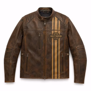 Harley Davidson Distressed Brown Leather Motorcycle Jacket Men's Vintage Biker Racing Riding Coat