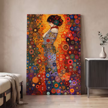 Woman Portrait Canvas Print, Colorful Mosaic Wall Art, Psychedelic Boho Decor, Abstract Circle Art, Vibrant Maximalist Home Wall Decor