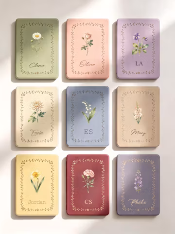 Personalized Birth Flower Kindle Case,Custom Name Gift for Her,Detachable Magnetic Clear Back Paperwhite 11th 12th 6.8" 7" Cover,Kobo Case