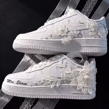 Elegant Custom Bridal Sneakers Pearl Lace Wedding Shoes Bride Bridesmaid Gift Handmade Floral Comfort Sneakers Personalized Wedding Shoes
