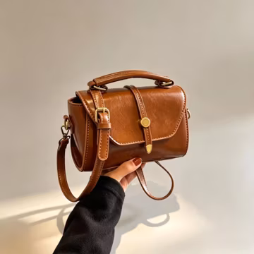 Vintage Top Handle Crossbody Bag for Women, Small PU Leather Satchel Purse, Classic Shoulder Handbag, Everyday Fashion Bag