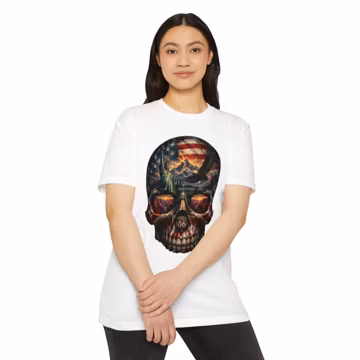 Vintage American Skull T-Shirt, Patriotic USA Eagle Graphic Tee, Route 66 Biker Shirt, Retro Americana Gift for Men Women