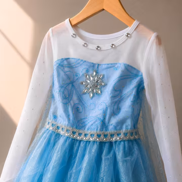 Elsa Dress for Girls - Blue Snow Princess Costume with Tulle Skirt