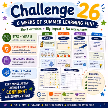 Challenge 26 Summer Learning Pack | EYFS-Year 5 | 1,260 Mini Activities | Recording Sheets | Website Access