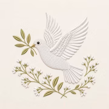 Peace Dove Branch Floral Embroidery Design Digital Download Machine Pattern File