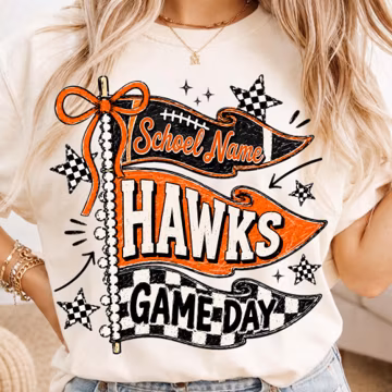 Custom Game Day PNG, Personalized School Spirit Pennant Design, Team Mascot Cheer Shirt PNG