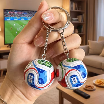 2026 World Cup mini 3d football soccer keychain Durable Solid Football Keyring