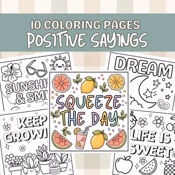 Motivational Coloring Pages, Easy Bold Coloring Book, Affirmation Coloring Pages, Cute Easy Coloring, Positivity Coloring, Digital Downloads