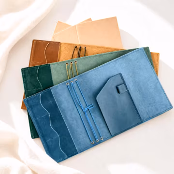 Refillable Leather Journal Cover Trifold, A5 leather journal,Personalized Foil Stamped Text, Handmade leather notebook, Office Gift