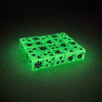 Sickly Green Rot Night Light Resin Dice Set Wargaming Dice Fly Symbol Tabletop RPG Dice Set with Tin Box Fantasy Game Accessories