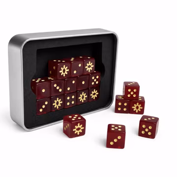 Blood Red Gold Resin Dice Set Wargaming Dice Rage Warrior Faction Symbol Tabletop RPG Dice Set with Tin Box Fantasy Game Accessories