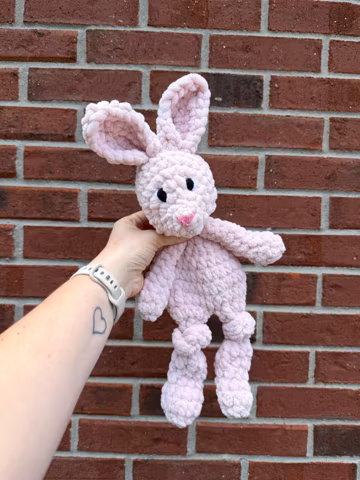 Plush Bear and Bunny Crochet Lovey - Soft Animal Security Blanket