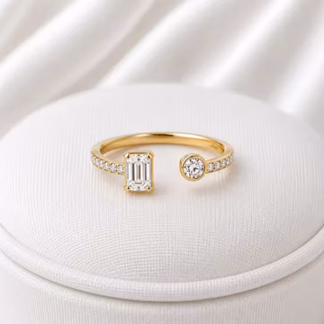 Open Emerald Cut Lab-Grown Diamond Ring, Minimalist Gold Engagement Ring