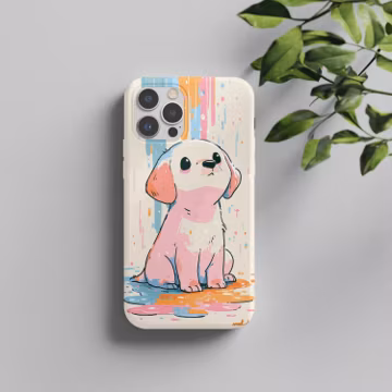 Artistic Pastel Puppy Phone Case - Whimsical Dog Lover Gift, Cute Illustrated Animal Design for iPhone Samsung