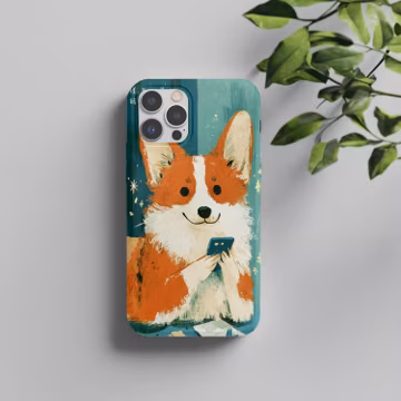 Cute Corgi Puppy Phone Case | Happy Dog Lover Gift | Artistic Pet Mom Phone Cover | Magsafe Compatible Samsung iPhone