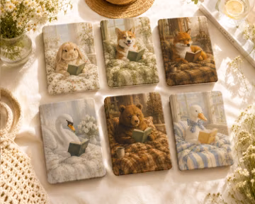 Animal Reading Kindle Case, Cozy Book Lover Kindle Cover, Cute Dog & Cat Kindle Sleeve, Cottagecore Reader Gift, E-Reader Case