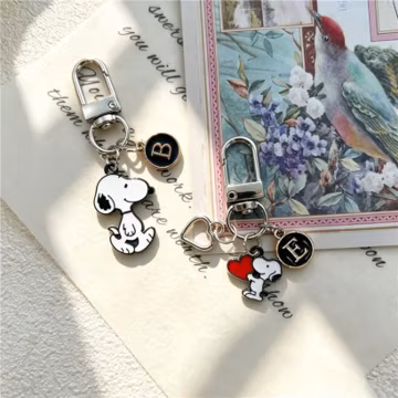 Personalized Cute Cartoon Dog Keychain with Initial Letter, Custom Acrylic Keychain Gift Boxed, Bag Charm, Backpack Charm, Gift for Her