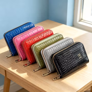 Custom Letter Zipper Accordion Card Holder, Personalized Leather Multi Slot Card Wallet, Monogram Credit Card Case
