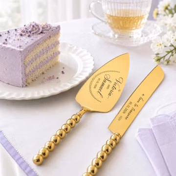 Engraved Wedding Cake Knife and Server Set, Personalized Couples Keepsake Gift