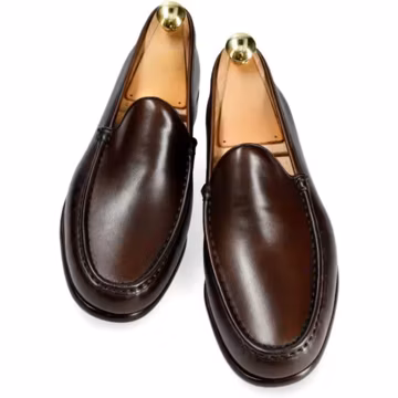 Handmade Men's Dark Brown Leather Penny Loafers ,business footwear