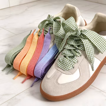 Plaid Colored Shoelaces, Fresh Gingham Shoe Laces, Checkerboard Sneaker Strings, Cute Pastel Bootlaces, Aesthetic Patterned Shoe Accessory