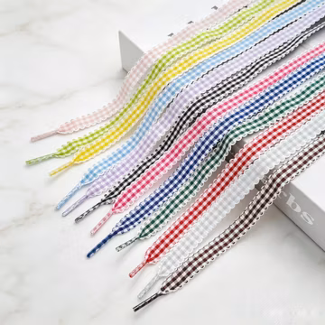 Plaid Lace Shoelaces, Silk Gingham Shoe Laces, Ruffle Satin Sneaker Strings, Cute Frilly Bootlaces, Coquette Aesthetic Ribbon Accessories