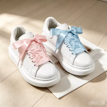 Wide Satin Ribbon Shoelaces, Silky Flat Replacement Shoestrings, Multi Color Decorative Laces for Sneakers, Casual Shoes & Platform Trainers