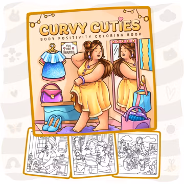 Curvy Girl Coloring Book | 40 Cozy Self-Love Pages + 10 Free Pages, Body Positivity, Cute Everyday Moments & Relaxing Printable PDF Adults