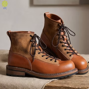 Mens Leather Work Retro Two Layer Boots: Cowhide Lace-Up Design, Rugged Casual Style | Durable Sole Support, Daily Wear | EU 38-44