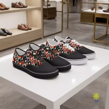 Playing Card Print Unisex Skate Shoe with Textile Upper