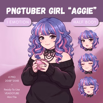Famale PNGTuber Model | Premade PNGTuber Famale | VeadoTube Model | Cute Emo PNG Tuber Model | Vtuber Model | Twitch Avatar | GIFTuber