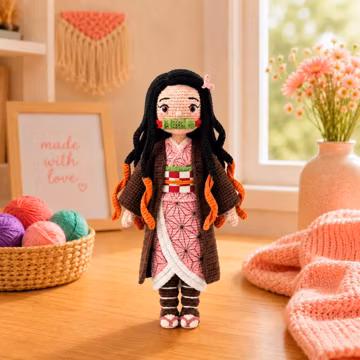 Nezuko Kamado Crochet Pattern PDF | Anime Amigurumi Doll Tutorial (Digital Download)