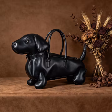 3D Dachshund Novelty Handbag, Faux Leather Sausage Dog Crossbody Purse with Top Handle