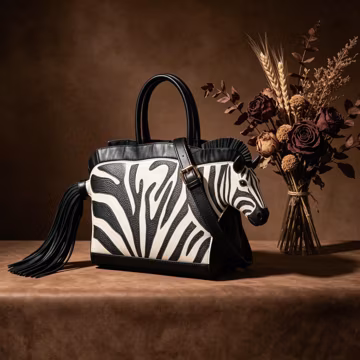 Zebra Novelty Tote Handbag, Animal Print Faux Leather Crossbody Purse with Tassel