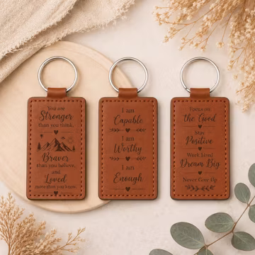 Motivational Leather Keychain | Personalized Quote Gift