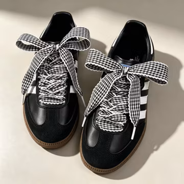 Lace Plaid Shoelaces Flat Ribbon Shoe Laces Vintage Floral Edge Sneaker Laces Cute Replacement Laces for German Trainer Shoes